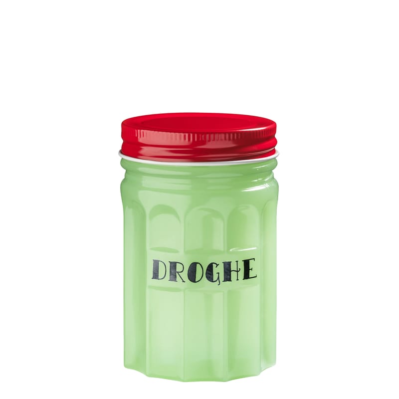 Table et cuisine - Boîtes et conservation - Boîte Droghe céramique vert / H 11 cm - Bitossi Home - Droghe / Vert & rouge - Porcelaine