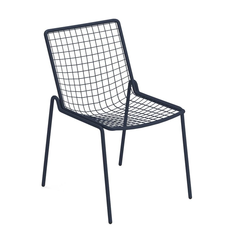 Mobilier - Chaises, fauteuils de salle à manger - Chaise empilable Rio R50 métal bleu - Emu - Bleu foncé - Acier
