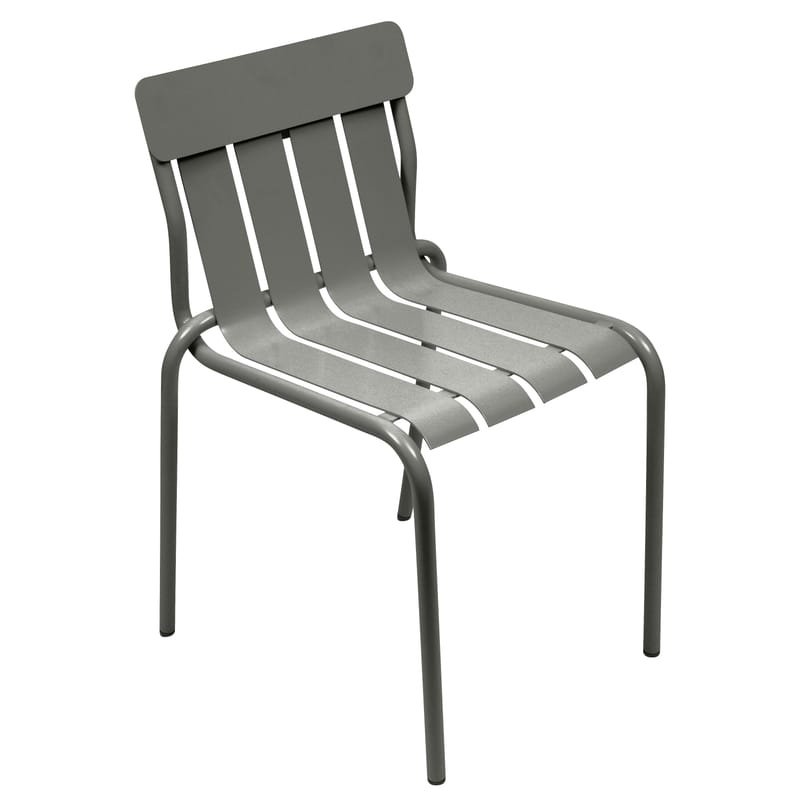 Mobilier - Chaises, fauteuils de salle à manger - Chaise empilable Stripe métal vert gris / Par Matali Crasset - Fermob - Romarin - Aluminium
