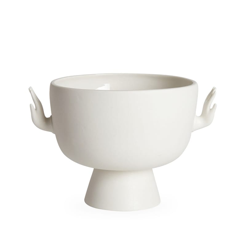 Décoration - Vases - Coupe Eve céramique blanc / Anses en forme de mains - Jonathan Adler - Blanc - Porcelaine