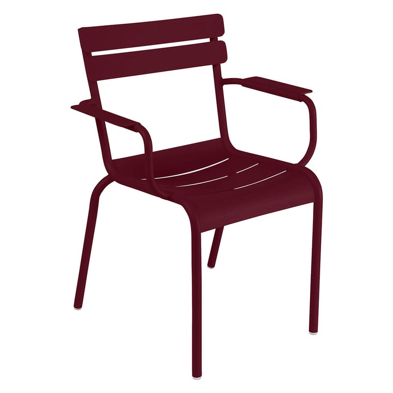 Mobilier - Chaises, fauteuils de salle à manger - Fauteuil empilable Luxembourg Bridge métal violet / Aluminium - Fermob - Cerise noire - Aluminium laqué