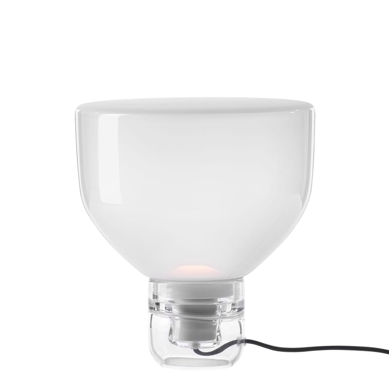 Luminaire - Lampes de table - Lampe de table Lightline Small verre blanc / Ø 32 x H 34 cm - Brokis - Blanc opalin / Base transparente - Verre soufflé