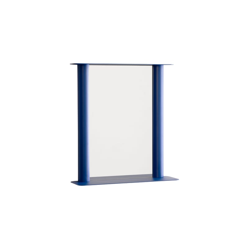Décoration - Miroirs - Miroir mural Pipeline Small métal bleu / L 56 x H 60.6 cm - raawii - Bleu - Aluminium, Verre