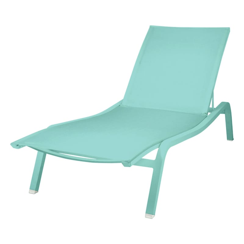 Outdoor - Sun Loungers & Hammocks - Alizé XS Stackable reclining deckchair metal blue W 72 cm / 3 positions - Fermob - Laguna blue - Lacquered aluminium, Polyester cloth