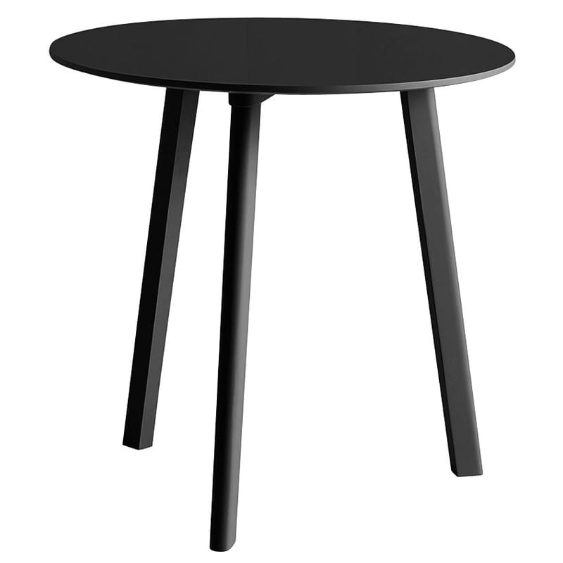 Mobilier - Tables - Table ronde Copenhague CPH DEUX 220 / Laminé - Ø 75 cm - Hay - Noir (laminé) / Pied noir - Hêtre massif, Stratifié recouvert de laminé plastique