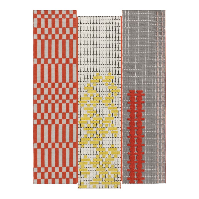 Décoration - Tapis - Tapis Bandas  blanc jaune orange gris / 180 x 250 cm - Gan - Orange - Laine