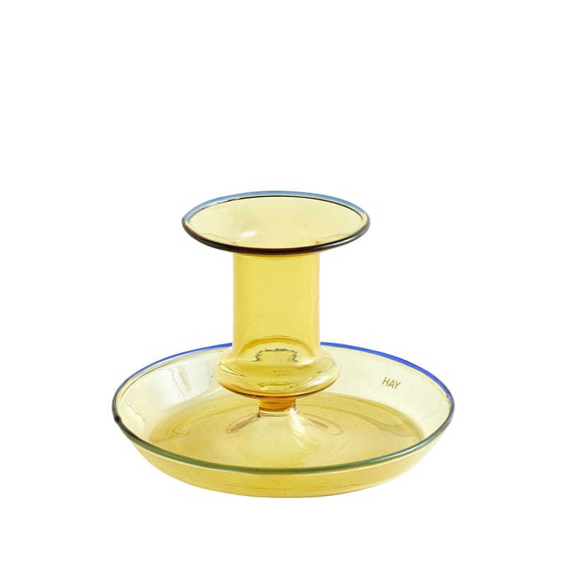 Décoration - Bougeoirs, photophores - Bougeoir Flare Small verre jaune / H 7,5 cm - Hay - Jaune - Verre borosilicaté