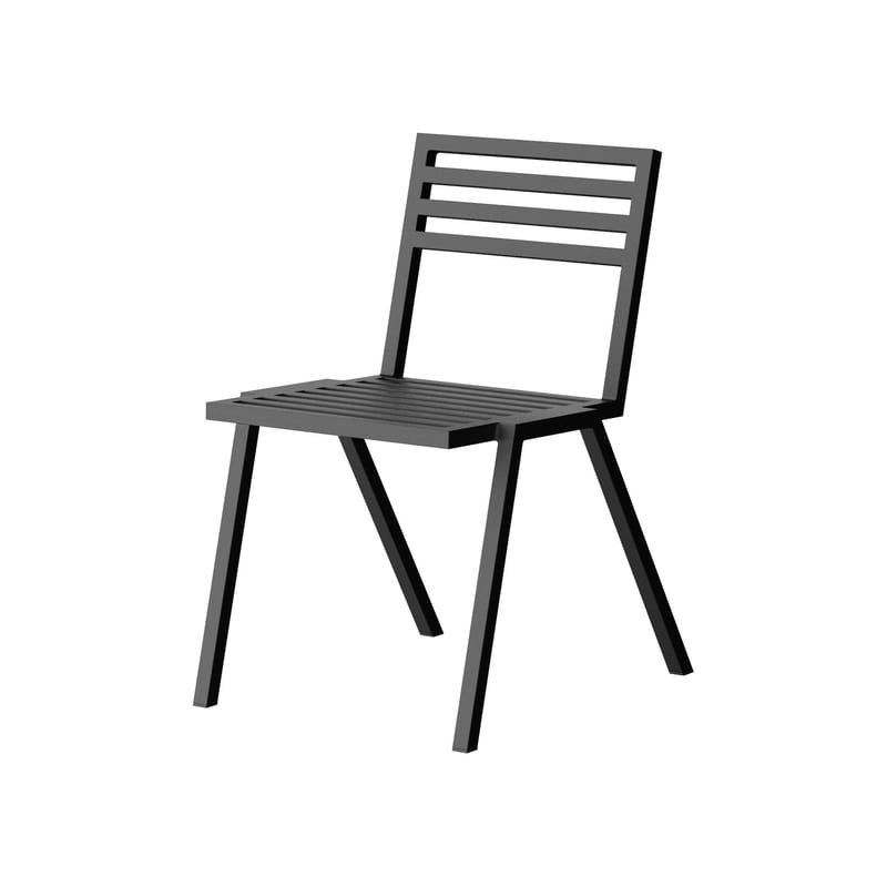 Jardin - Chaises de jardin - Chaise empilable 19 Outdoors métal noir / Aluminium - NINE - Noir - Aluminium thermolaqué