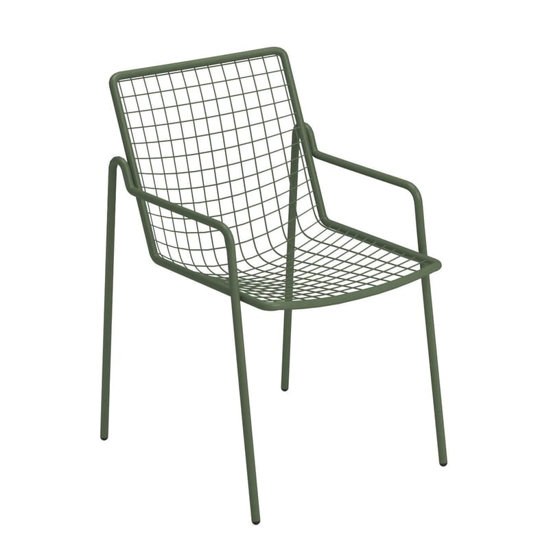 Mobilier - Chaises, fauteuils de salle à manger - Fauteuil empilable Rio R50 métal vert - Emu - Vert kaki - Acier
