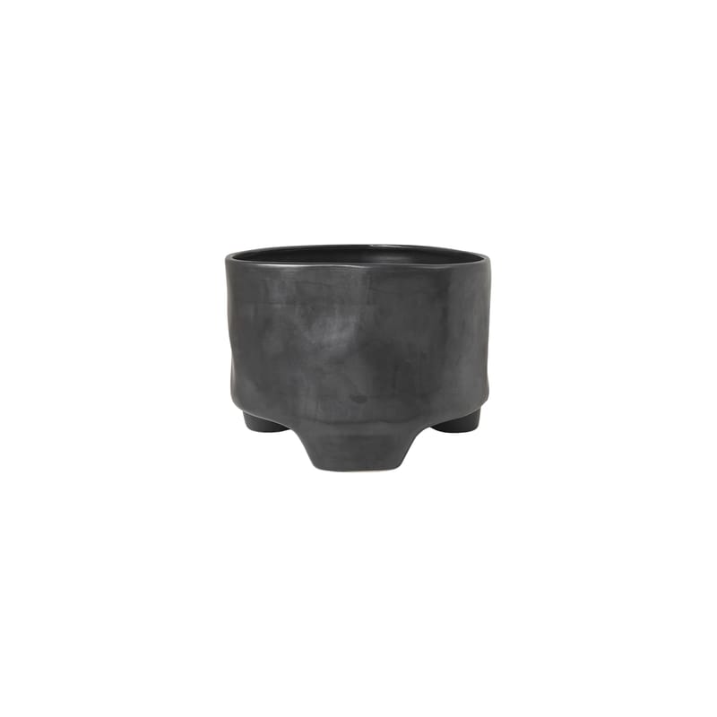 Décoration - Pots et plantes - Pot de fleurs Esca Large céramique noir / 42.5 x H 31.5 cm x H 24 cm - Grès - Ferm Living - 42.5 x H 31.5 cm x H 24 cm / Noir - Grès émaillé