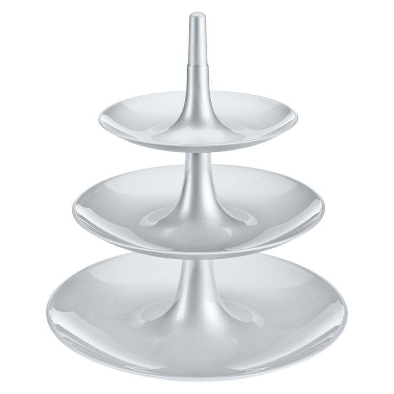 Table et cuisine - Plateaux et plats de service - Serviteur Babell plastique argent / Ø 31,4 x H 34 cm - Koziol - Argent opaque - Polypropylène