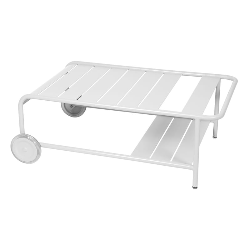 Mobilier - Tables basses - Table basse Luxembourg métal blanc / Avec roues - 105 x 65 cm - Fermob - Blanc coton - Aluminium
