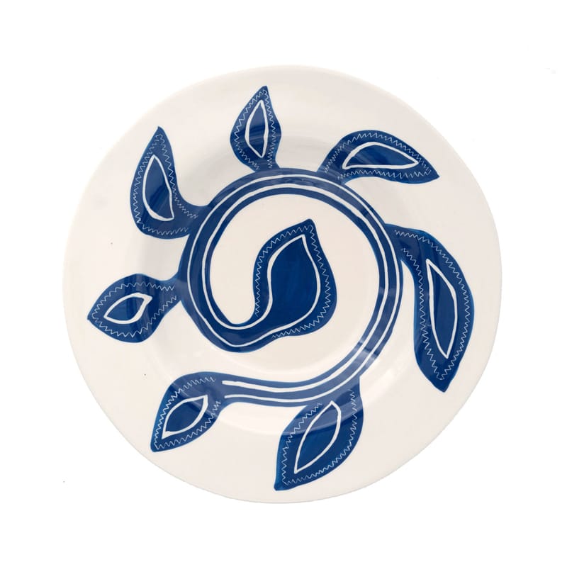 Tisch und Küche - Teller - Teller Patricia keramik blau / Ø 26 cm - Handbemalt - LAETITIA ROUGET - Patricia / Blau & weiß - Sandstein