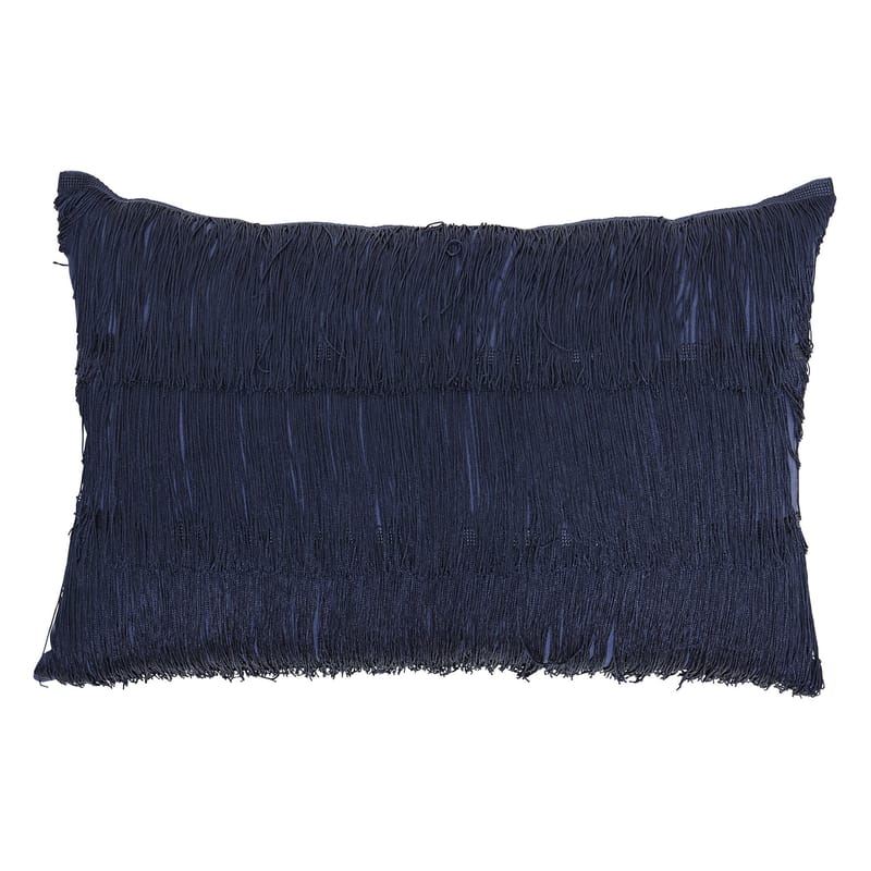 Décoration - Coussins - Coussin  tissu bleu / 60 x 40 cm - Franges - Bloomingville - Bleu indigo - Coton