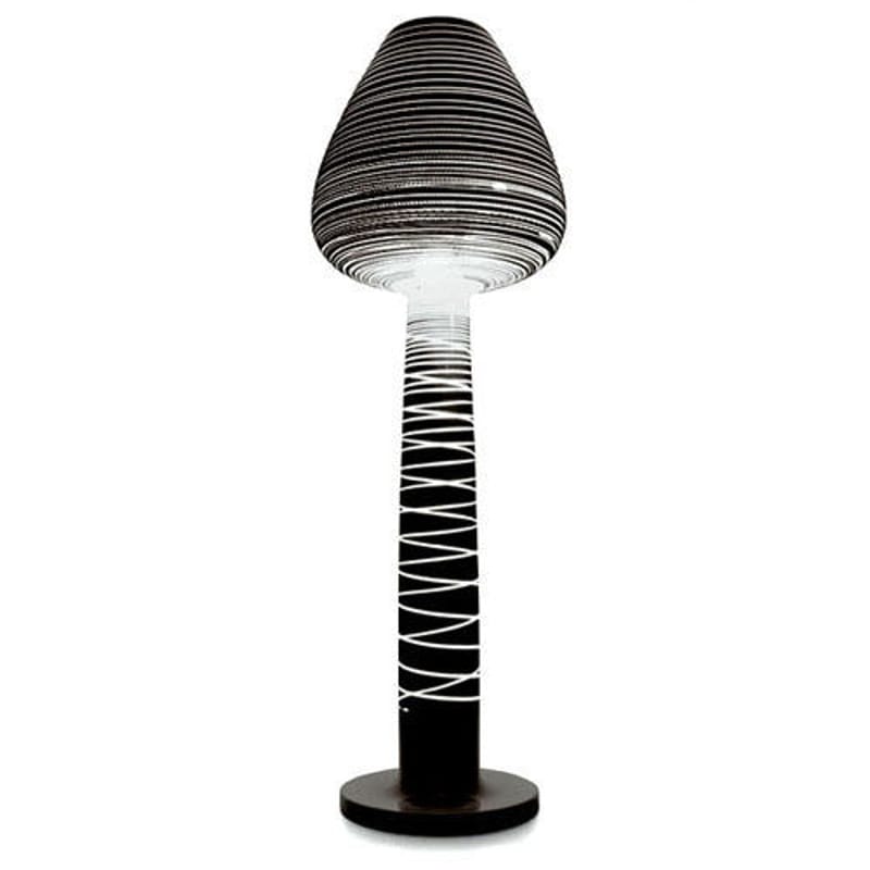 Luminaire - Lampadaires - Lampadaire d\'extérieur Lady Mary plastique noir / H 208 cm - Serralunga - Noir laqué rayé - Polyéthylène