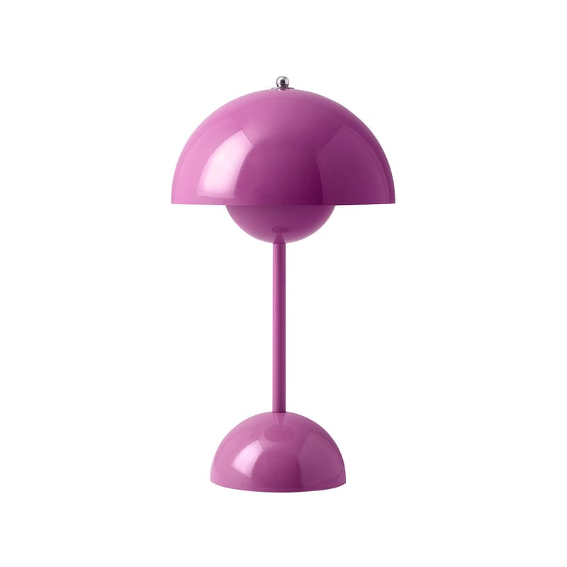 Luminaire - Lampes de table - Lampe sans fil rechargeable Flowerpot VP9 plastique rose / Ø 16 x H 29 cm - Verner Panton, 1968 - &tradition - Rose Tangy - Polycarbonate