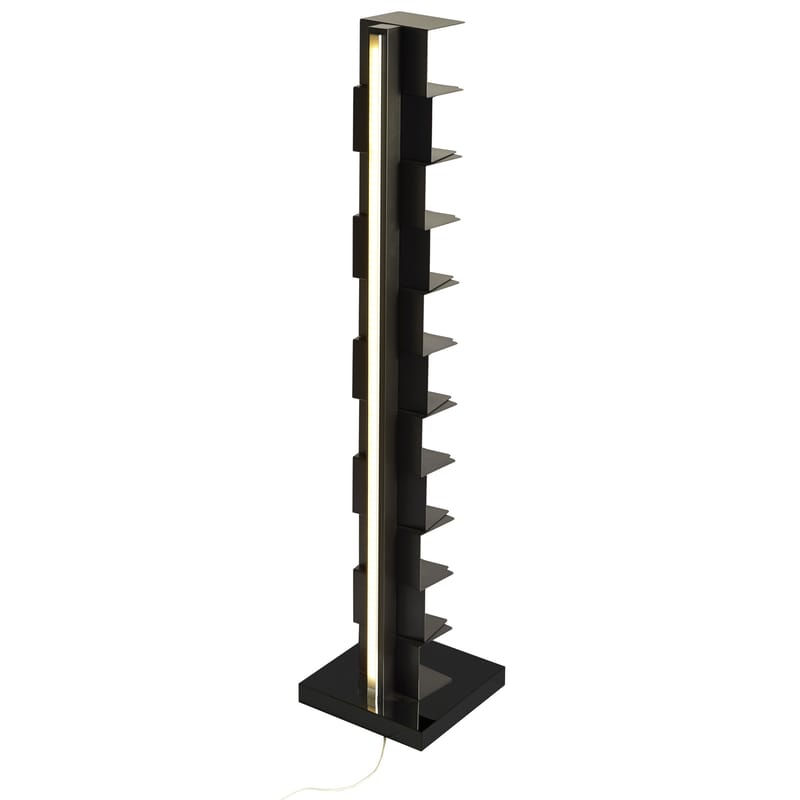 Furniture - Bookcases & Bookshelves - Ptolomeo Luce Luminous bookcase metal black - Opinion Ciatti - Black - Lacquered steel