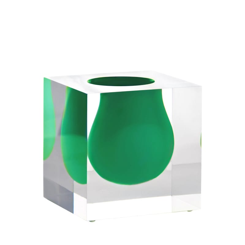 Design Days - Vase Bel Air Mini Scoop plastique vert / Carré L 10 cm - Jonathan Adler - Vert Emeraude / Transparent - Acrylique