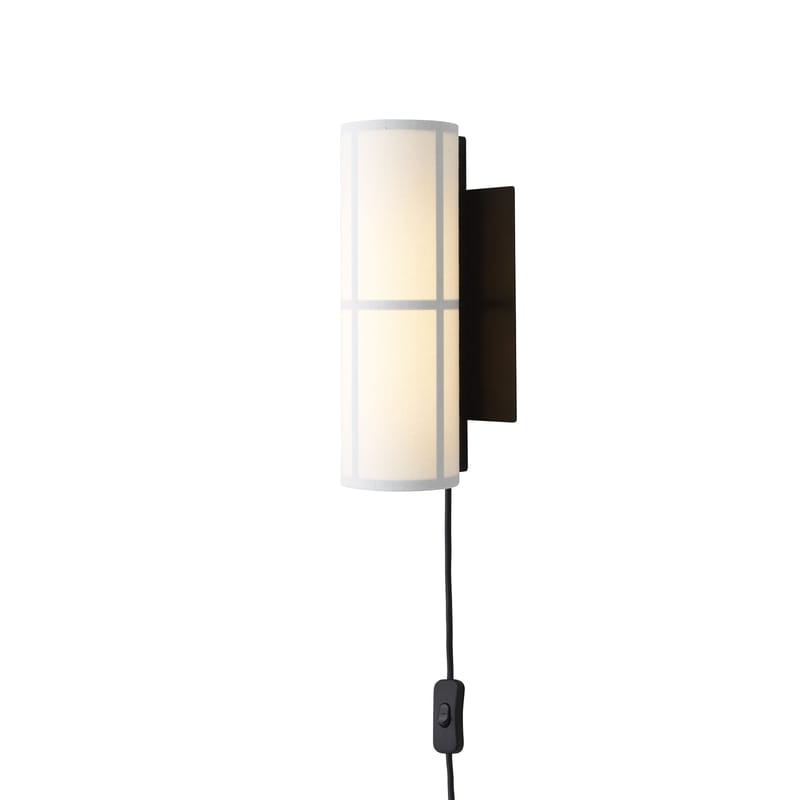 Luminaire - Appliques - Applique avec prise Hashira tissu blanc / Ø 10 x H 30 cm - Lin - Audo Copenhagen - Blanc - Acier, Lin