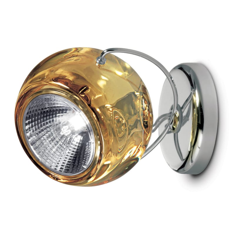 Luminaire - Appliques - Applique Beluga métal verre jaune / Plafonnier - Fabbian - Jaune transparent - Métal chromé, Verre