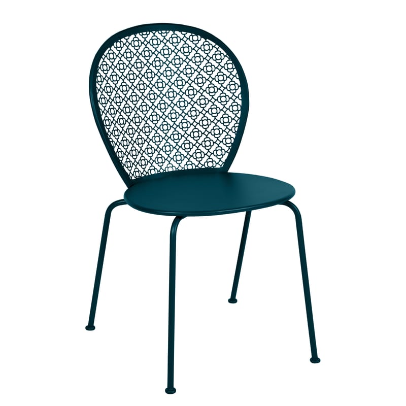 Mobilier - Chaises, fauteuils de salle à manger - Chaise empilable Lorette métal bleu - Fermob - Bleu Acapulco - Acier laqué