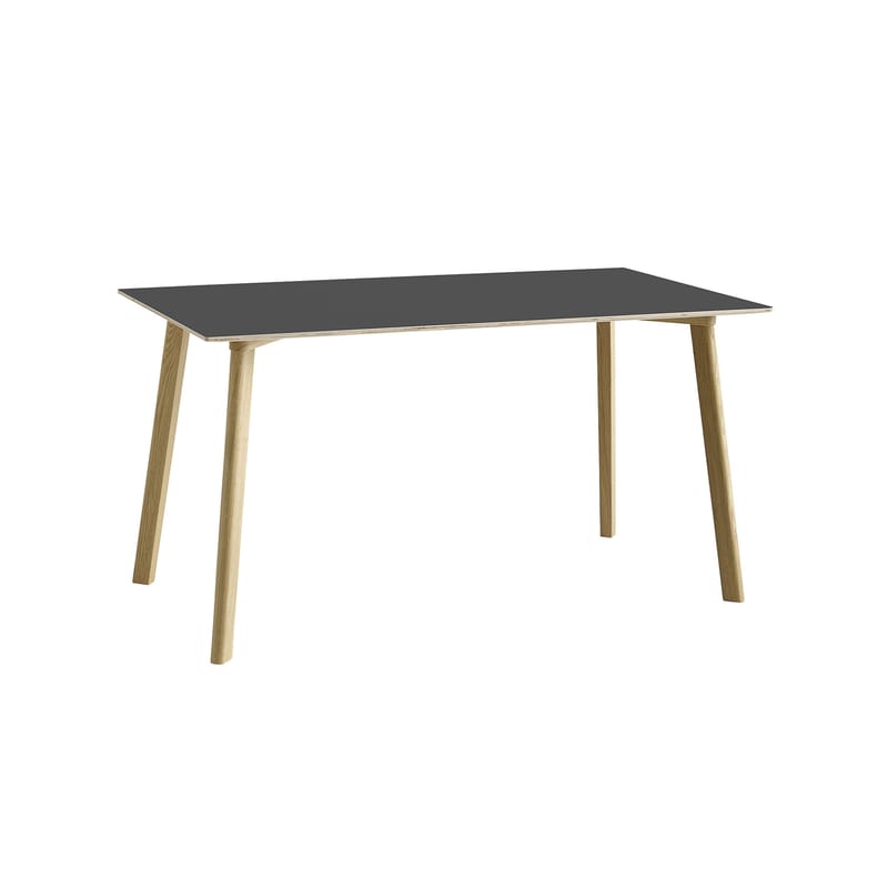 Furniture - Dining Tables - Copenhague CPH DEUX 210 Rectangular table plastic material grey natural wood 140 x 75 cm - Hay - Anthracite / Natural oak - Natural beechwood, Stratifié recouvert de laminé plastique