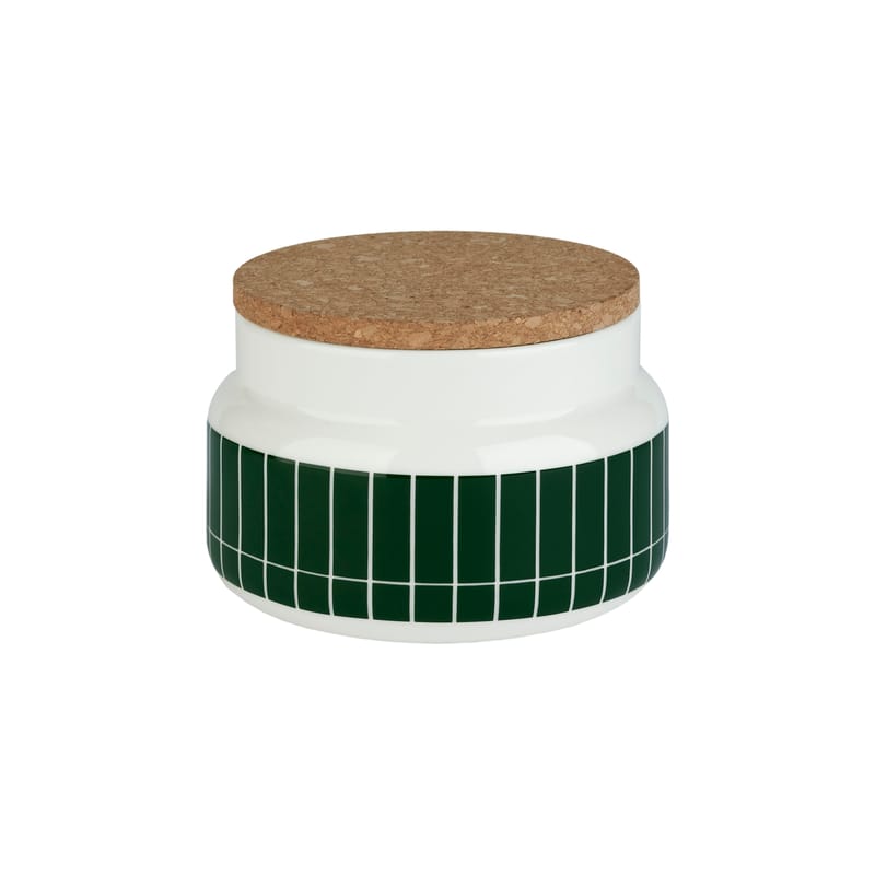 Tavola - Contenitori e conservazione - Scatola Tiiliskivi ceramica verde / 0,7 L - Gres & sughero - Marimekko - Tiiliskivi / Green - Gres, Sughero