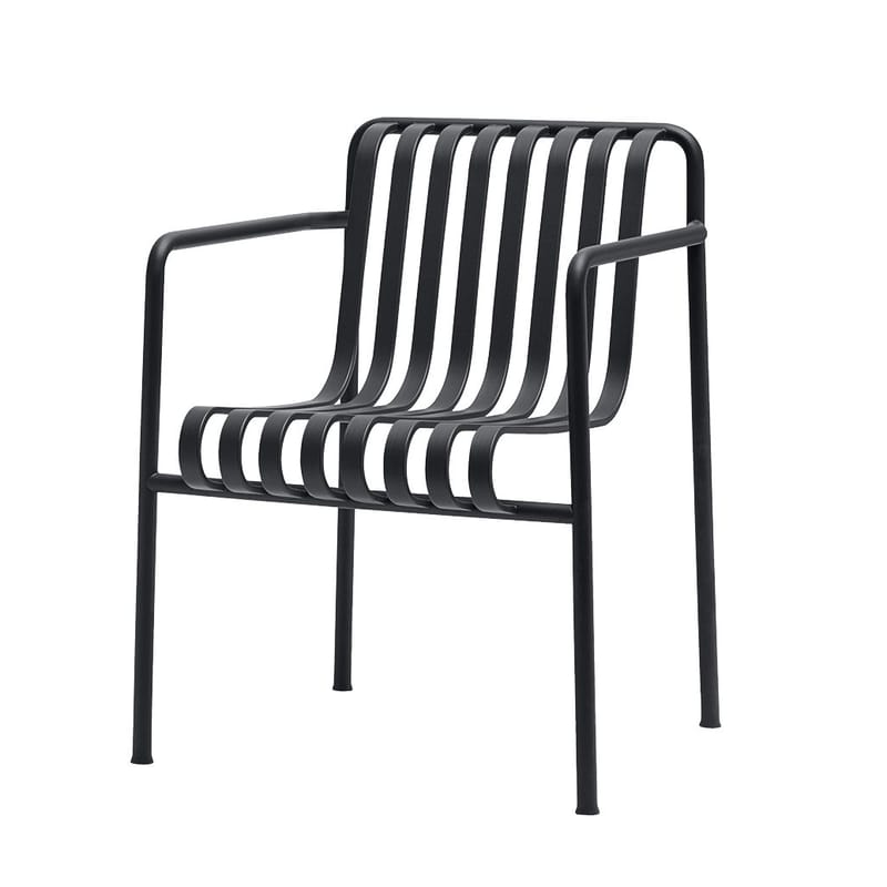 Möbel - Stühle  - Sessel Palissade Dining Large metall grau schwarz / breit - R & E Bouroullec - Hay - Anthrazit - Galvanisch verzinkten Stahl, Peinture époxy