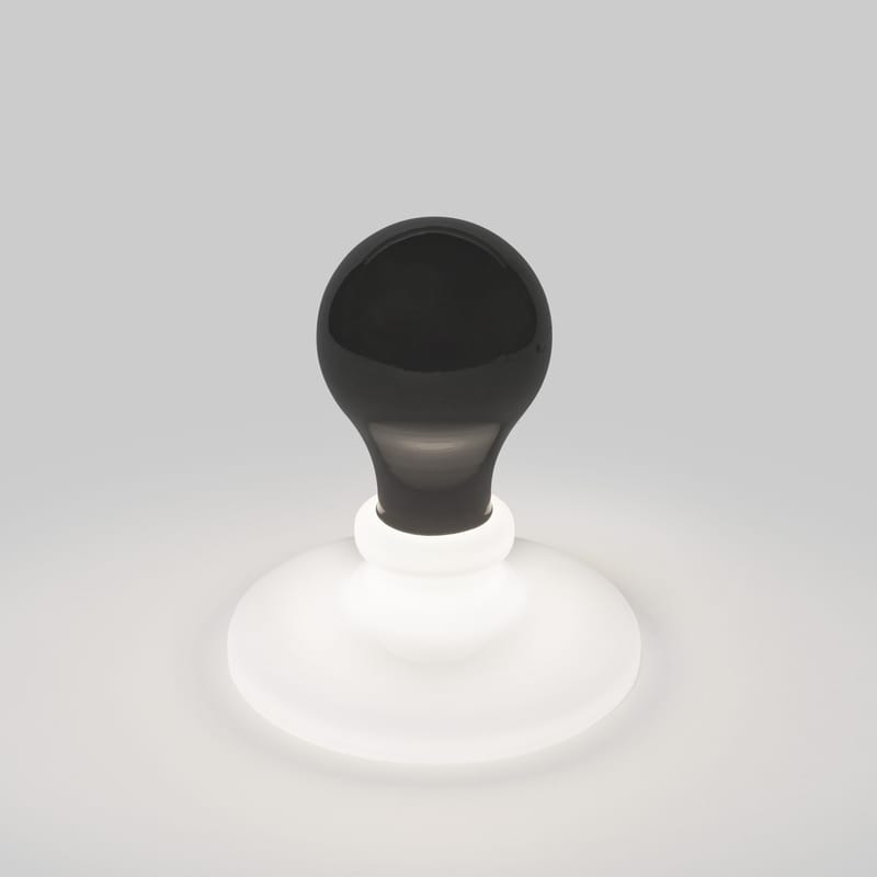 Leuchten - Tischleuchten - Tischleuchte Light Bulb LED - Black glas weiß schwarz / By James Wines - Limitierte, nummerierte Serie - Foscarini - Black Light / Schwarz & weiß - geblasenes Glas, lackiertes Aluminium