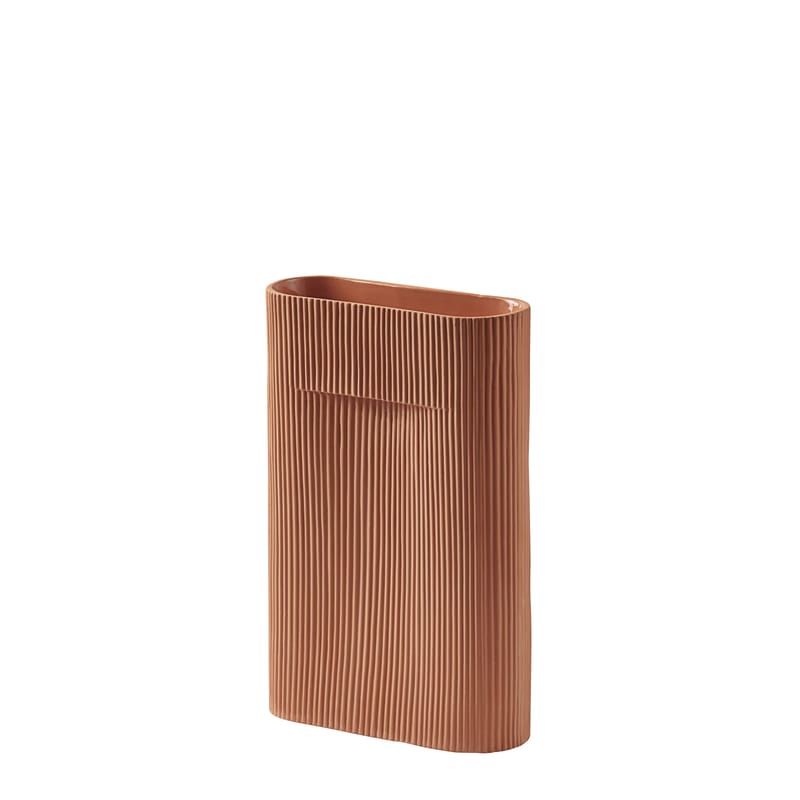 Décoration - Vases - Vase Ridge Medium céramique marron / H 35 cm - Terre cuite - Muuto - Terracotta - Terre cuite