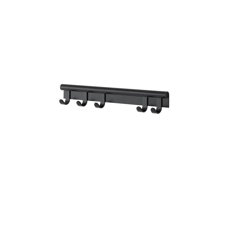 Furniture - Coat Racks & Pegs - Coil Wall coat rack metal black / L 60 cm  - Metal - Muuto - Black - Anodized aluminium