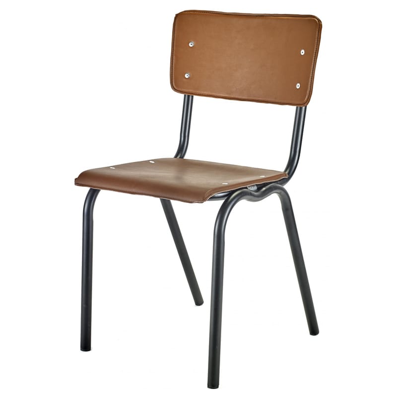 Mobilier - Chaises, fauteuils de salle à manger - Chaise Vinyl-Vinyl métal plastique marron - Serax - Brun / Structure noire - Acier laqué, Vinyle