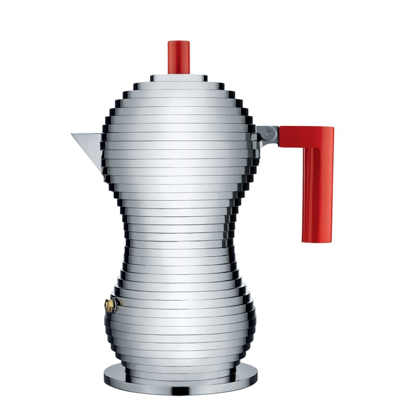 Tableware - Coffee Makers - Pulcina Italian espresso maker - 3 cups by Alessi - Red - Cast aluminium, Plastic