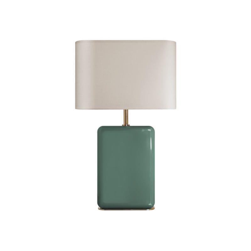 Luminaire - Lampes de table - Lampe de table Bourbon tissu bois vert / H 49 cm - RED Edition - Jade - Bois laqué, Laiton, Lin