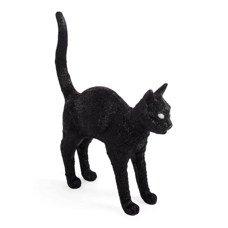 Dossiers - Ambiance Magie Noire - Lampe sans fil rechargeable Jobby the Cat plastique noir / L 46 x H 52 cm - Seletti - Noir - Résine