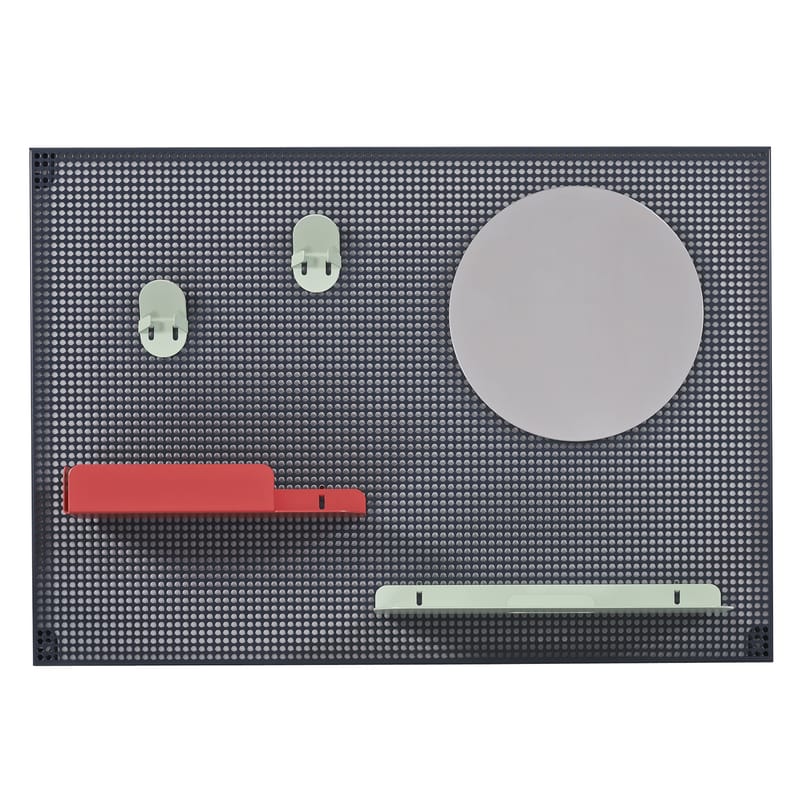Mobilier - Meubles de rangement - Rangement mural Alfred métal rouge vert / 65 x 45 cm - Hartô - Gris foncé / Rouge fraise & vert pastel - Acier perforé, Métal laqué