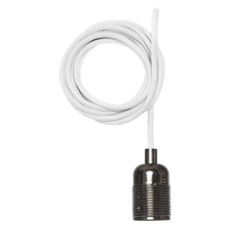 Luminaire - Suspension Frama Kit tissu noir / Set câble & Douille E27 - Frama  - Chrome noir / Câble blanc - Acier chromé, Tissu