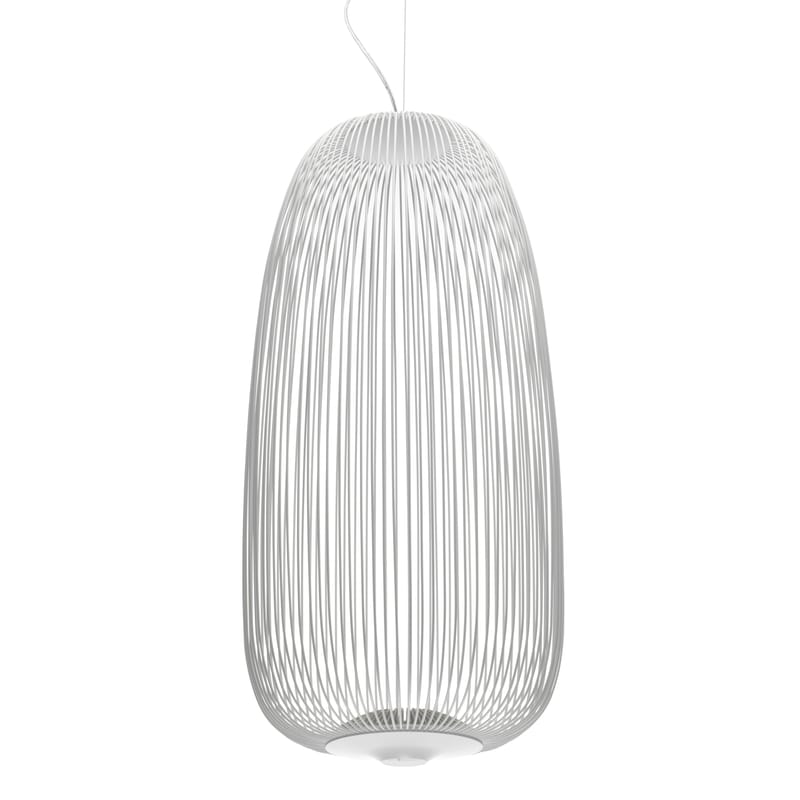 Luminaire - Suspensions - Suspension Spokes 1 métal blanc / LED - Ø 32,5 x H 71 cm - Foscarini - Blanc - Acier laqué, Aluminium