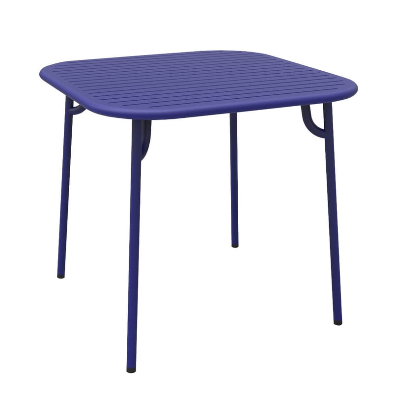 Jardin - Tables de jardin - Table carrée Week-end métal bleu / 85 x 85 cm - Aluminium - Petite Friture - Bleu - Aluminium thermolaqué époxy