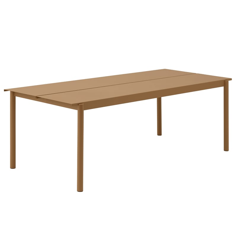 Jardin - Tables de jardin - Table rectangulaire Linear métal orange marron /  220 x 90 cm - Muuto - Caramel - Acier revêtement poudre