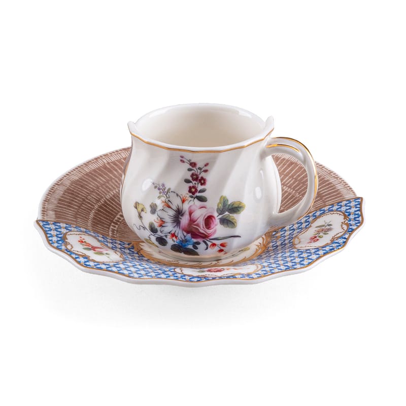 Table et cuisine - Tasses et mugs - Tasse à café Hybrid Djenne céramique multicolore / Set tasse à café + soucoupe - Seletti - Djenne - Porcelaine