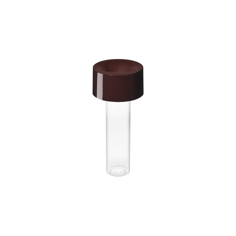 Décoration - Vases - Vase lumineux Fleur LED verre violet / Lampe sans fil - Ø 11 x H 24 cm - Foscarini - Bordeaux - ABS brillant, Verre borosilicaté