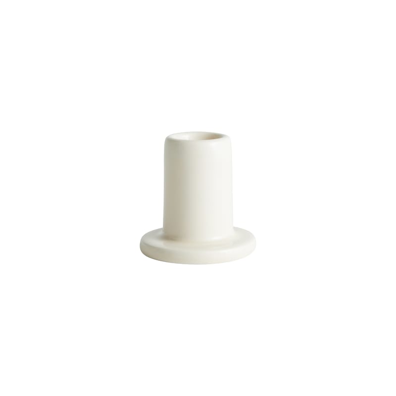 Décoration - Bougeoirs, photophores - Bougeoir Tube Small céramique blanc / H 5 cm - Hay - Blanc cassé - Faïence