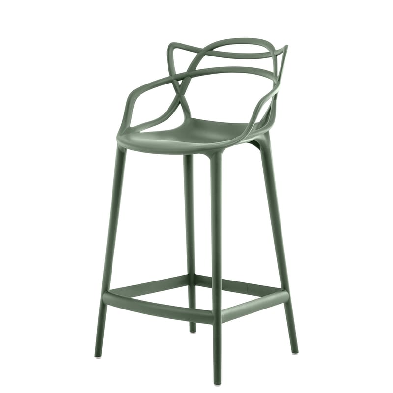 Mobilier - Tabourets de bar - Chaise de bar Masters vert / H 65 cm - Kartell - Vert sauge - Technopolymère thermoplastique recyclé