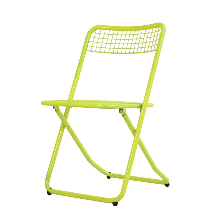 Mobilier - Chaises, fauteuils de salle à manger - Chaise pliante 085 métal jaune / grillagé - Houtique - Jaune - Acier laqué époxy