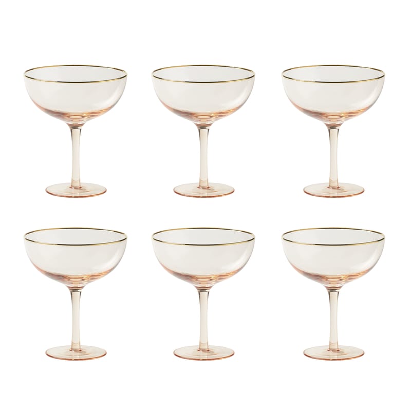 Tableware - Wine Glasses & Glassware - Decò Champagne cup glass pink / Set of 6 - H 12.4 cm - Bitossi Home - Powder pink - Blown glass