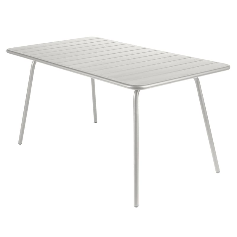 Outdoor - Garden Tables - Luxembourg Rectangular table grey silver metal Rectangular - 6 persons - L 143 cm - Fermob - Steel grey - Lacquered aluminium