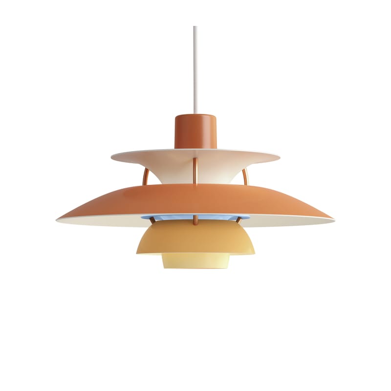 Illuminazione - Lampadari - Sospensione PH 5 Mini metallo arancione / Ø 30 cm - Louis Poulsen - Arancione / Steli bronzo - Alluminio
