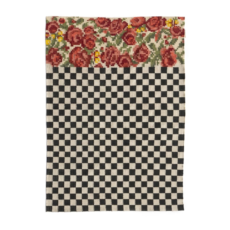 Dekoration - Teppiche - Außenteppich Oaxaca textil weiß schwarz / Handgewebt - 170 x 240 cm - Nanimarquina - 170 x 240 cm / Schwarz & weiß - Polyäthylen