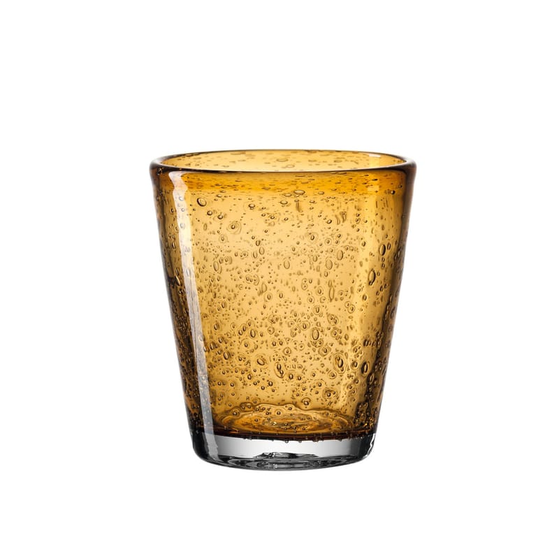 Tavola - Bicchieri  - Bicchiere Burano vetro arancione / con Bolle - 330 ml - Leonardo - Ambra - Vetro a bolla soffiato in bocca
